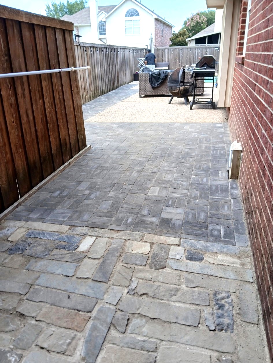 Brick paver patio and walkway by Fowler Custom Exteriors
